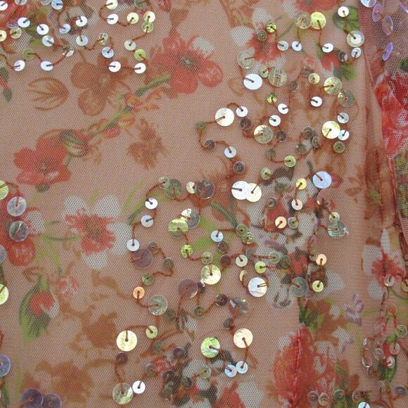 Mac Duggal 93547 Womens FLORAL PRINT SEQUINED PUFF SLEEVE GOWN - Picture 8 of 14